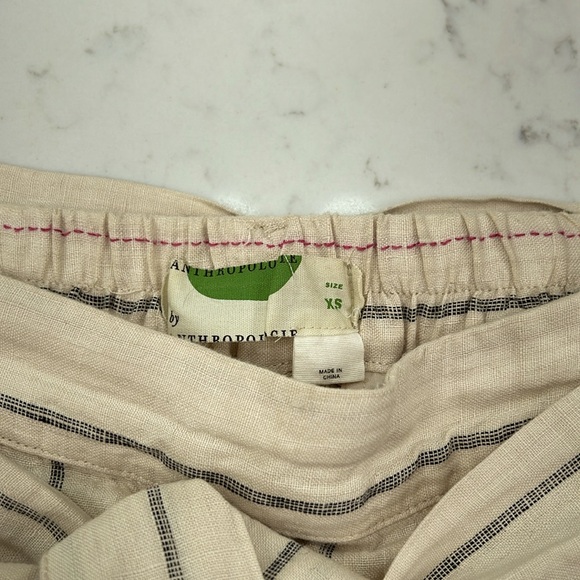 Anthropologie linen tie flat front w/elastic back 4 pockets - Picture 4 of 6
